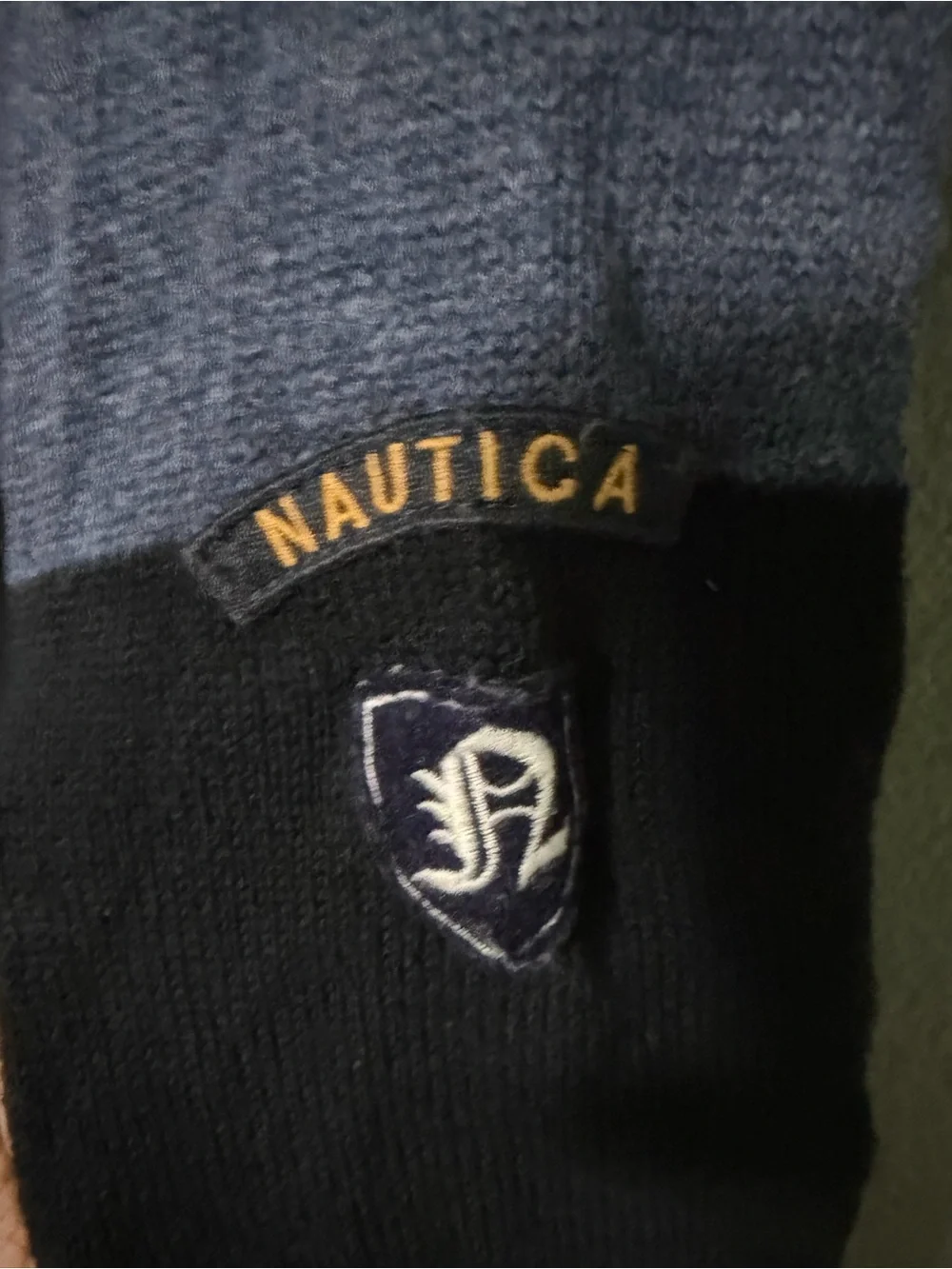 Nautica Men's Wide-Stripe Crewneck Sweater in Blue and Black